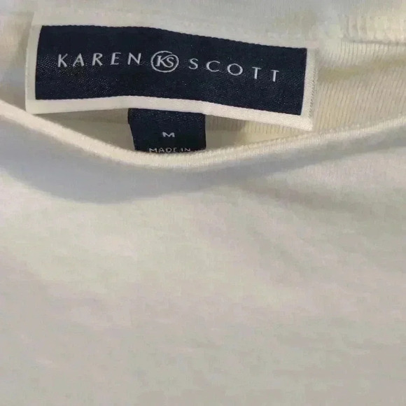 Karen‎ Scott women's white cuffed short sleeve top medium - Picture 3 of 4